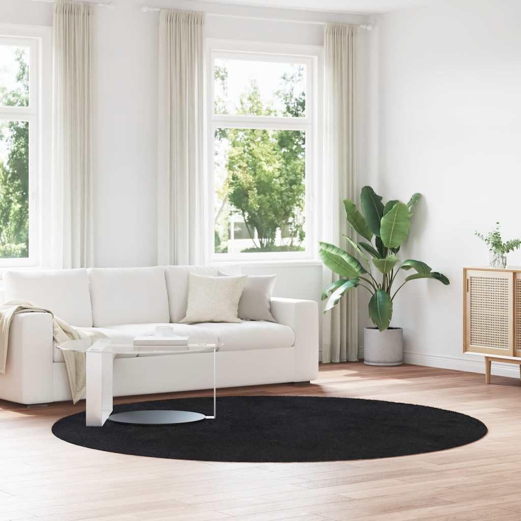 Tapis moelleux antidérapant noir 240x240 cm résistant pour les enfants