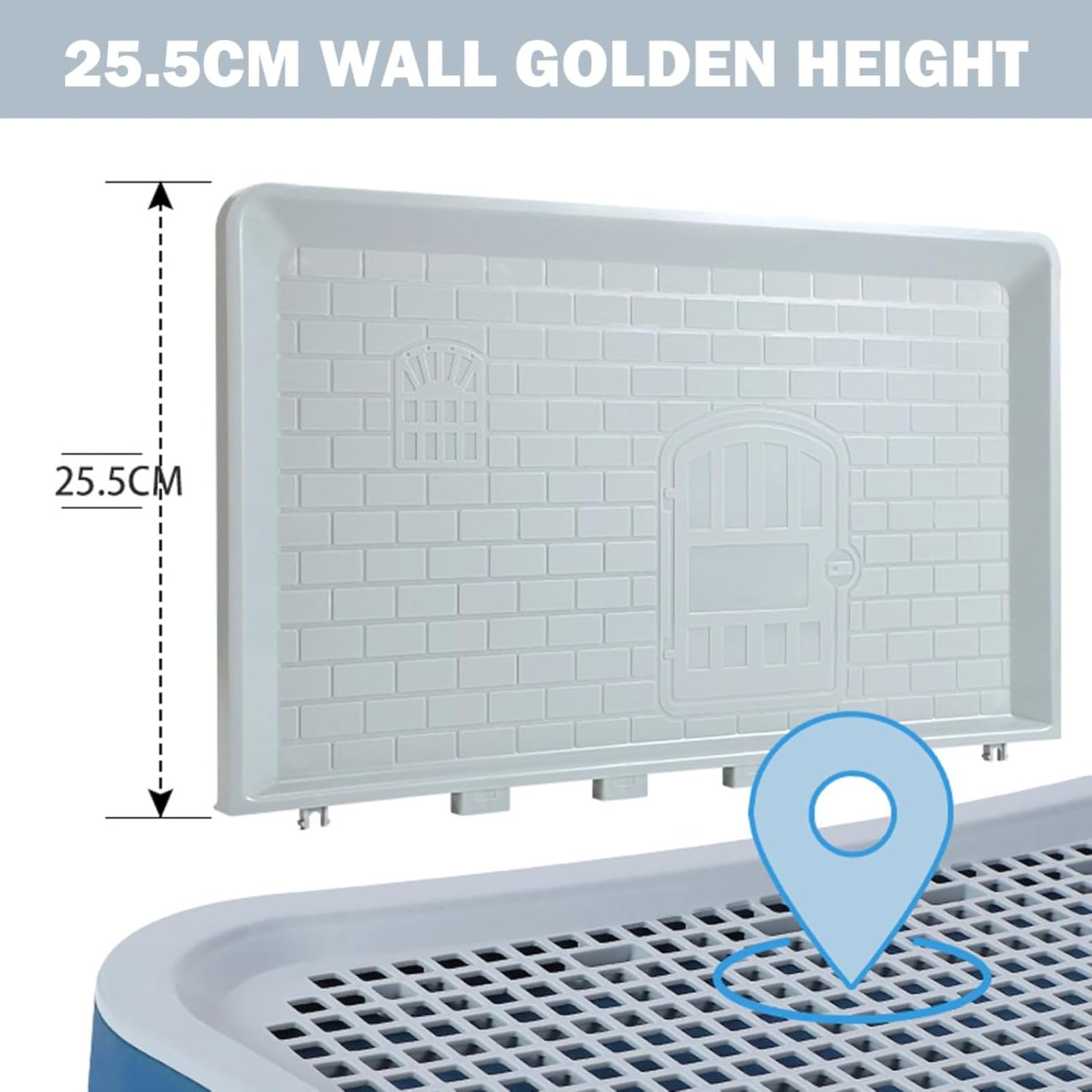 Inodoro para perros de polipropileno de capacidad con instrucciones de entrenamiento para cachorros pequeños, bandeja de arena para perros con pared alta y columna, WC para perros, blanco