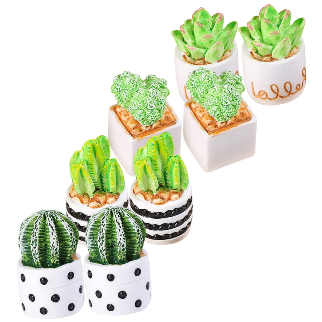 OUNONA 5 Series Mini Cactus Artificial De Resina Adornos De Jardín Miniatura Decoración De Oficina Y Hogar Plantas Simuladas De Cactus Macetas 8 Piezas X 5