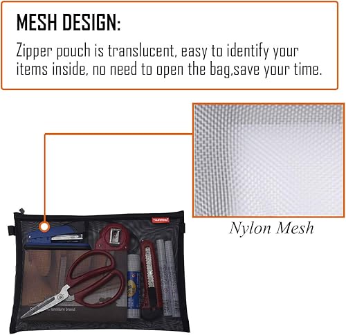 Vista 3 de Calculadora de escritorio y paquete de 5 bolsas de malla con cremallera, batería de 12 dígitos, pantalla LCD con energía solar, calculadora de botón