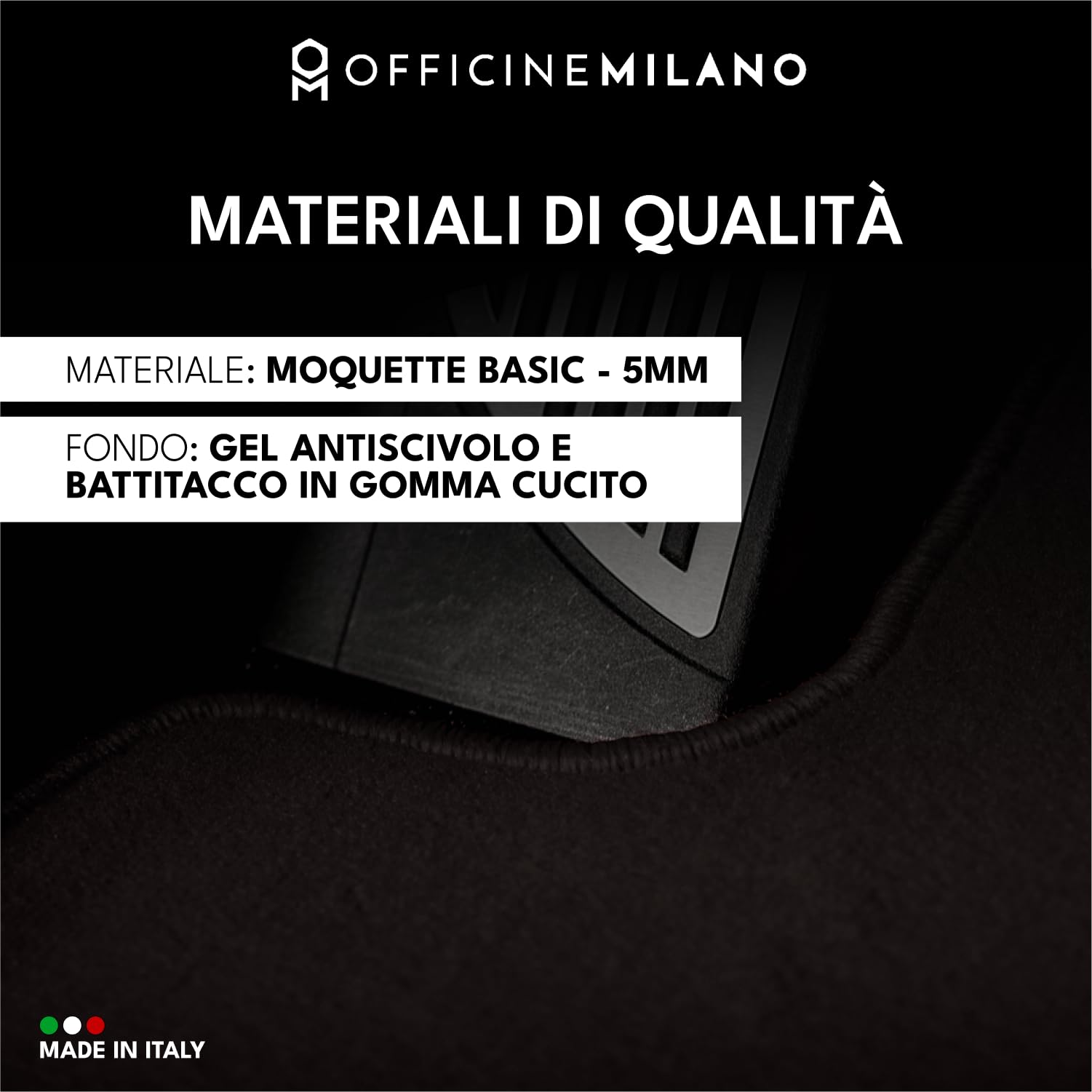 Tappetino Auto In Velour Premium M MOTOS Per Mitsubishi Lancer VIII (2007-2017), Lato Conducente, Spesso 7 Mm, Colore Bianco