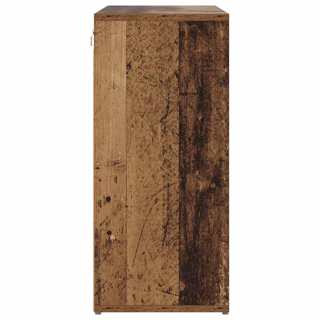 Schuhschrank mit Regal Altholz Holzwerkstoff 103 x 30 x 67 cm, schmaler Schuhständer für Flur Diele, geschlossene Schuhablage mit 16 Regalbrettern, platzsparend