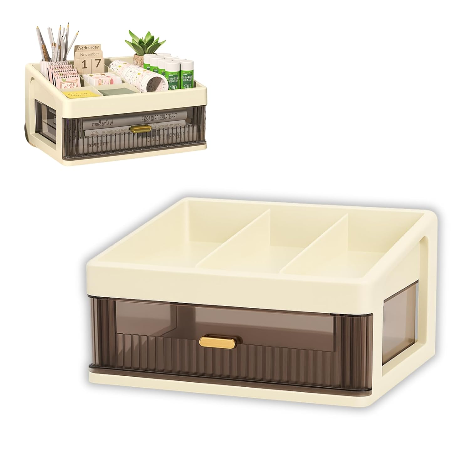 KREPS Desk Makeup Organizer, Plastic Storage Box With Sliding Drawer, Stylish Display Case For Cosmetics, Lotion, Nail Polish,Brushes,And Jewelry (1 – Layer, Cream), Beige KREPS Desk Makeup Organizer, Plastic Storage Box With Sliding Drawer, Stylish Display Case For Cosmetics, Lotion, Nail Polish,Brushes,And Jewelry (1 – Layer, Cream), Beige