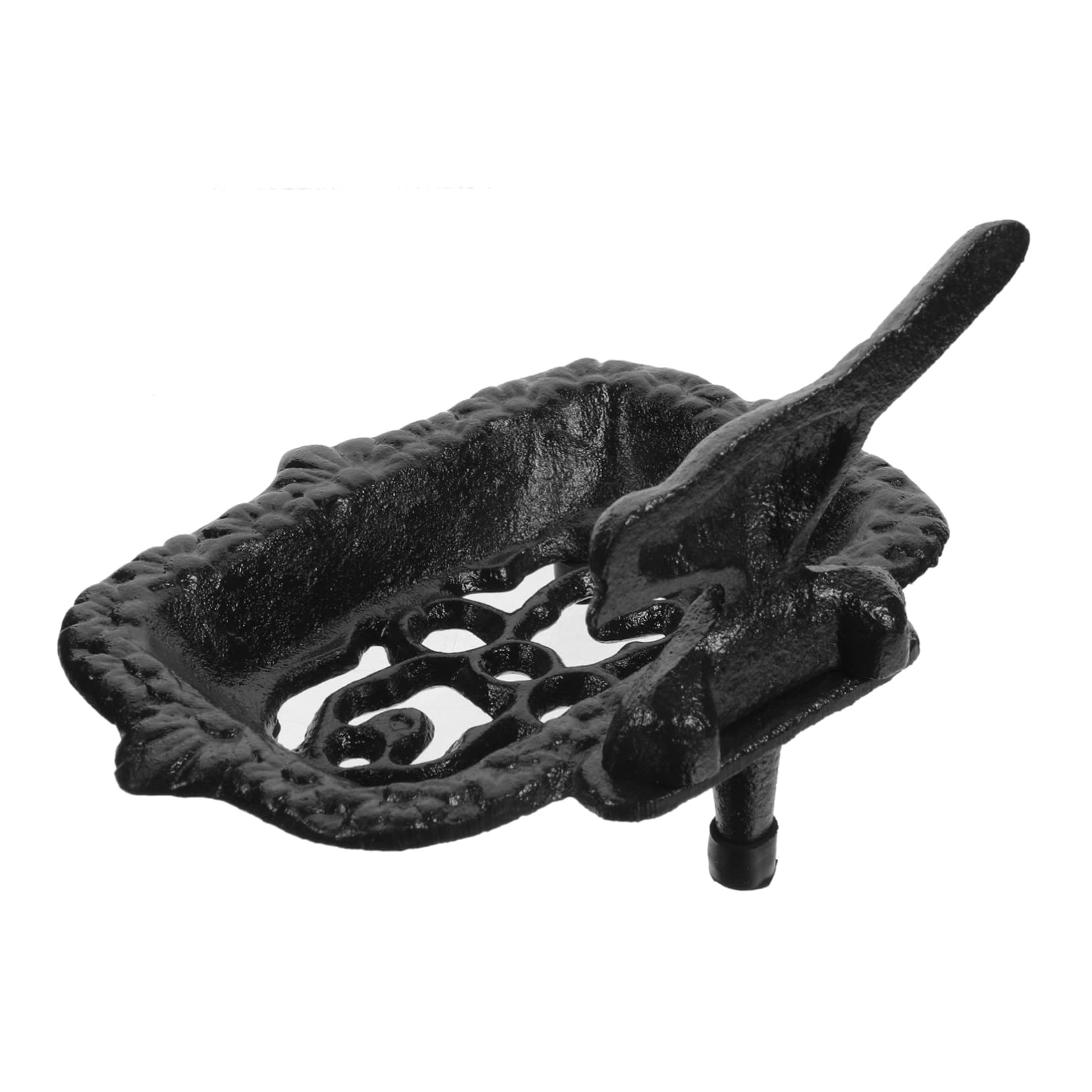 Forma di Animale Portasapone Nero, in Ferro Decorativo Porta Sapone Autodrenante, Compatto e Pratico Metal Soap, per Bagno e Toilette Pubbliche