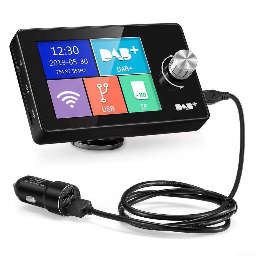 Ricevitore DAB per auto da 2,8 pollici, ricevitore radio DAB digitale, adattatore radio per autoradio, con trasmettitore FM o connessione AUX-OUT