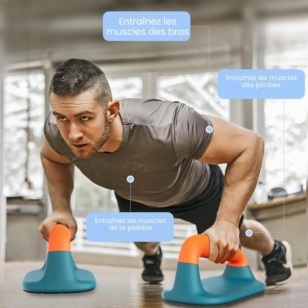 Dolibest Poignées de Pompes, Barres de Pression Pushup Support de Poignées pour équipement de Musculation du Haut du Corps au Sol de Gymnastique à Domicile Exercice de Fitness, 17x13x9cm