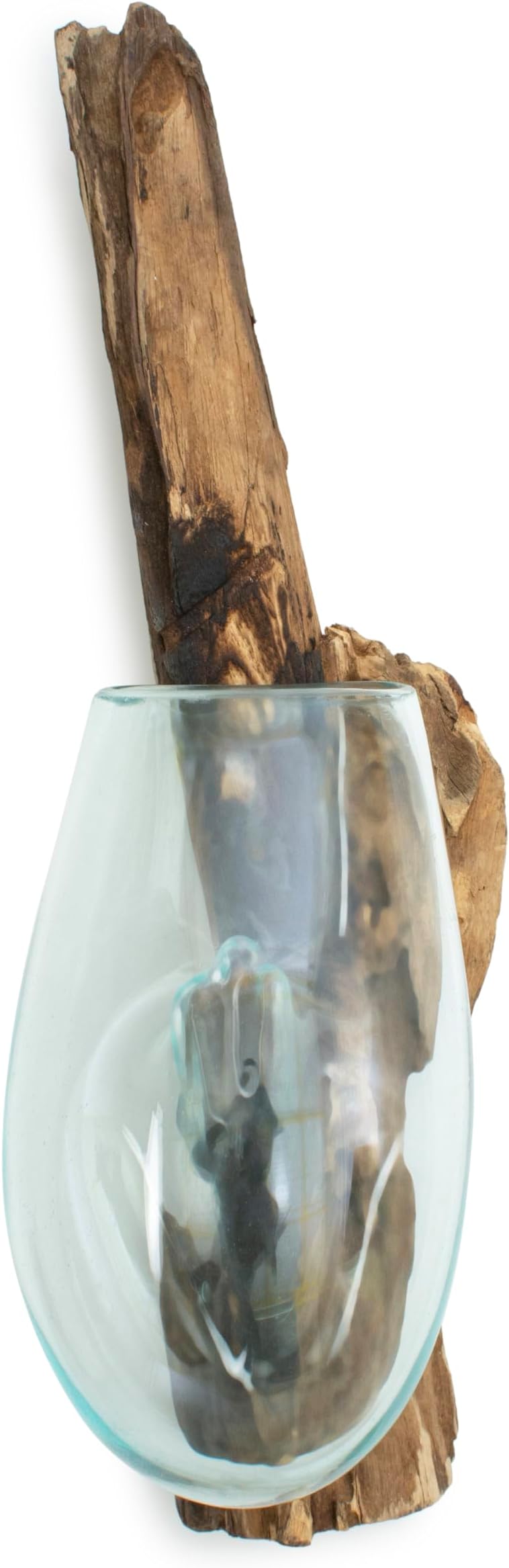 Handcrafted Glass Bowl on Driftwood Unique Decorative Glass Bowl for Table Centerpieces (Small)