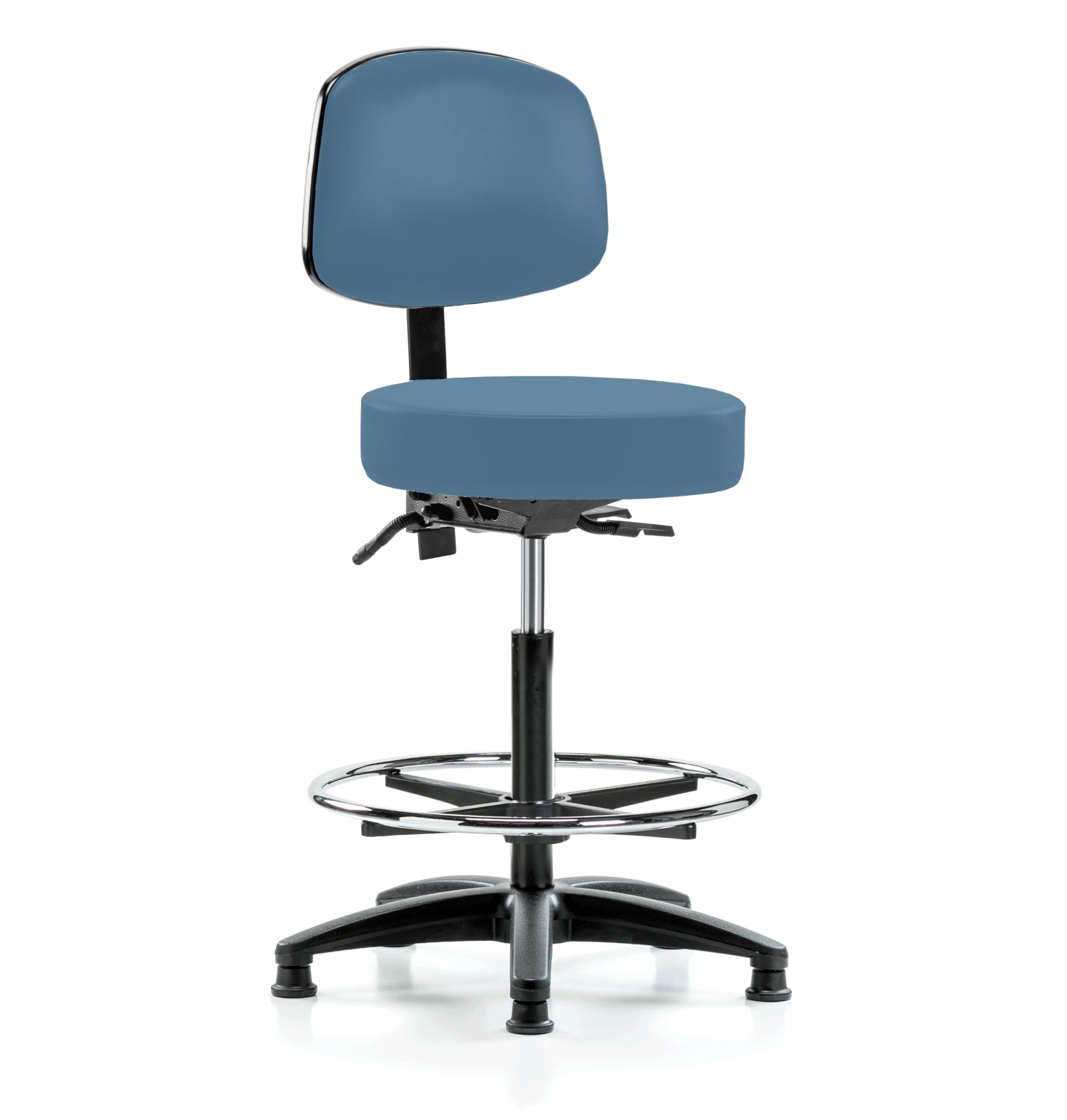 Perch Exam Stool with Foot Ring, Glides, 25-35", Colonial Blue