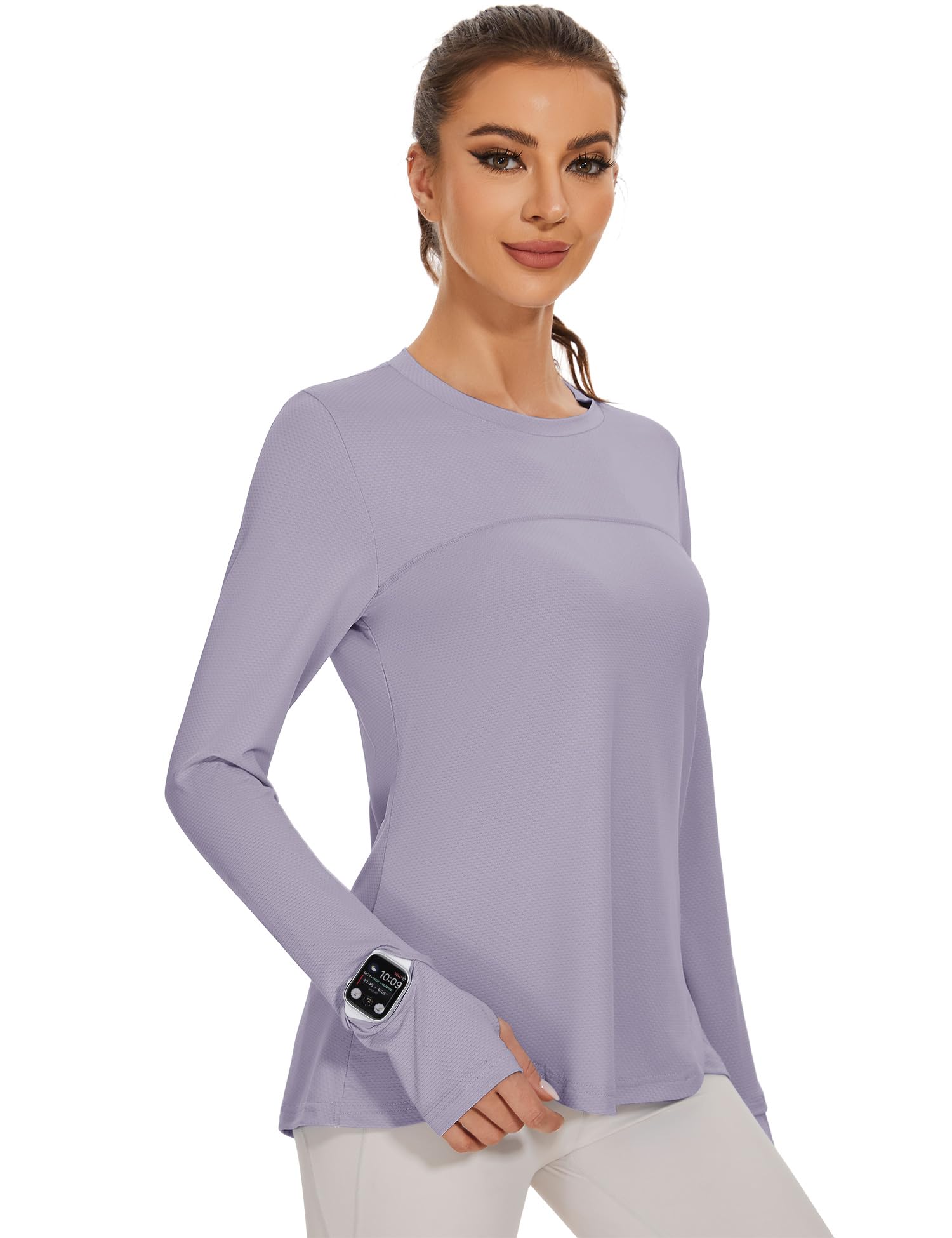 IECCP Sport Bluse Damen Langarm Activewear-T-Shirts UPF 50+ UV Schutz Sonnenschutz Langarmshirts Schlanke Passform Mit Daumenloch Rashguards Sportshirt