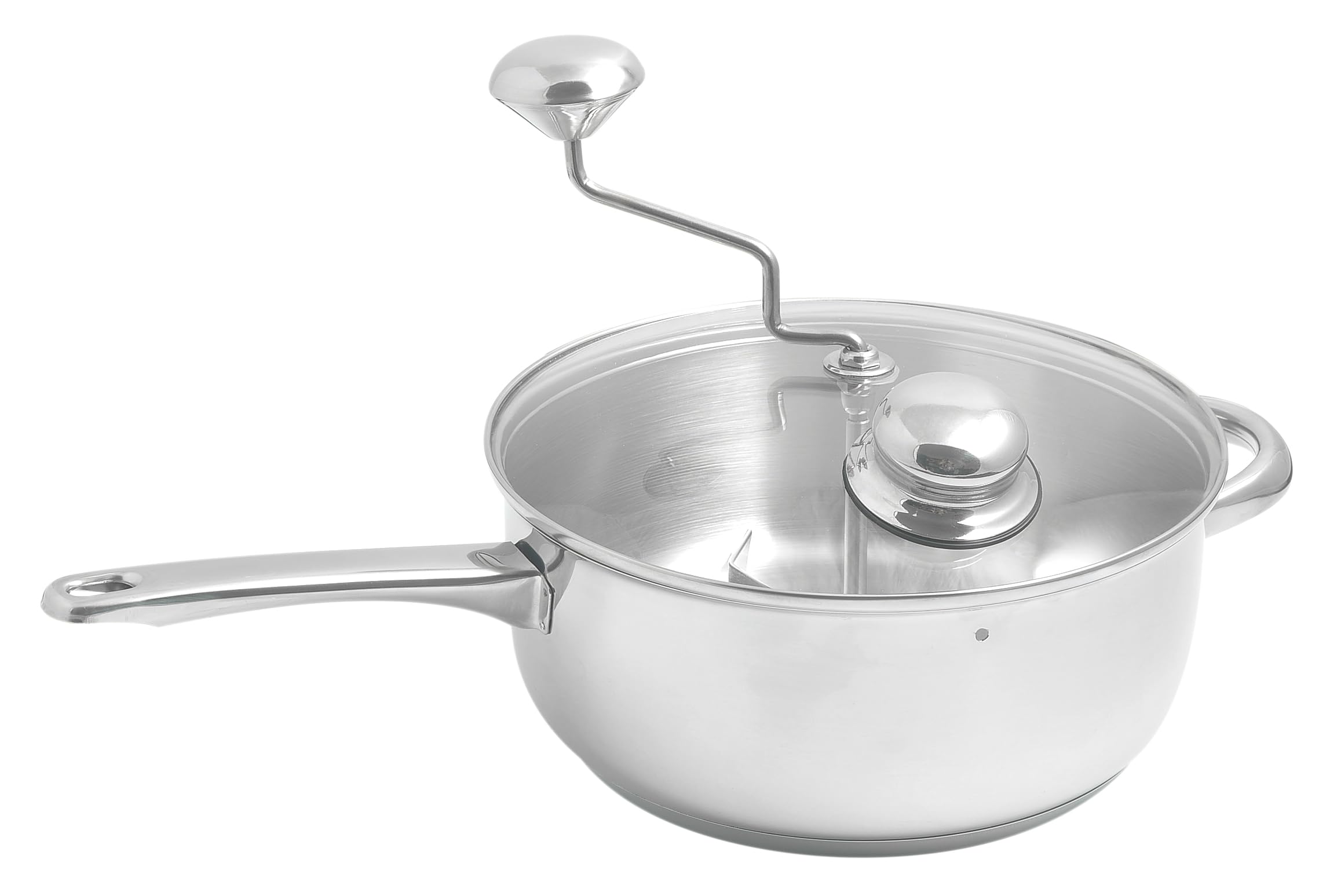 Artame ART20950, maszyna do popcornu, patelnia do popcornu z przezroczystą pokrywką i korbą, uchwyt odporny na wysokie temperatury, wszystkie palniki z indukcją, Ø 24 cm, stal nierdzewna
