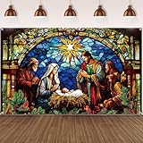 Tatuo Christmas Decoration Religious Backdrop Holy Nativity Background Xmas Photography Background for Winter Outdoor Indoor Church Medieval Party Supplies