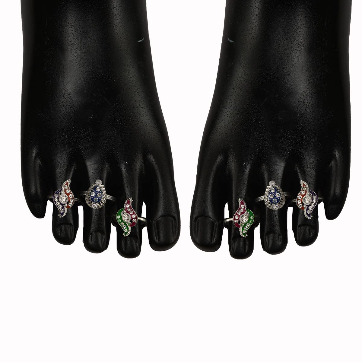 Set of 3 Pairs Silver Toe Rings