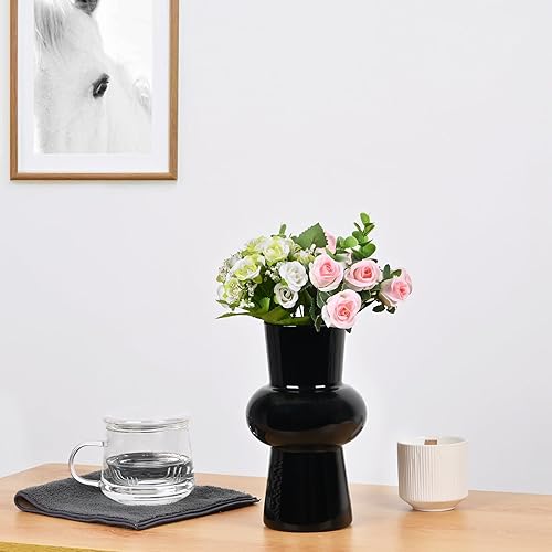 Miniatura 5 de Koythin Jarrones transparentes, jarrón hidropónico de vidrio de 8 pulgadas decorativo para decoración del hogar, moderno jarrón geométrico de vidrio