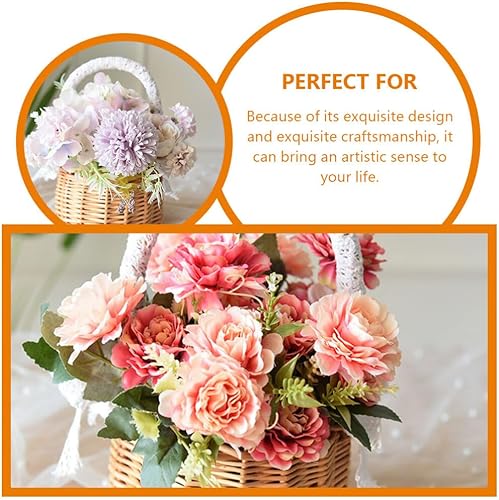 Miniatura 9 de Homoyoyo Cesta cesta 2 piezas mimbre mimbre mimbre sauce tejido a mano con mango e inserto de plástico huevos de Pascua dulces boda para jardín