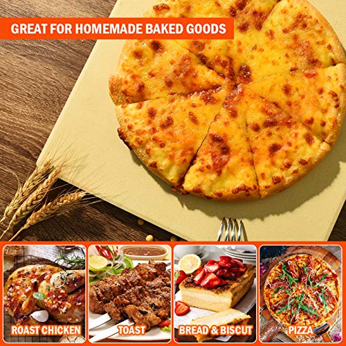 Coymos Pizza Stone Heavy Duty Ceramic Baking Stone For Use In Oven & Gril - Thermal Shock Resistant, Ideal For Baking Pizza, Bread, Cookies, Rectangular Cooking Stone 15X12 Inch. (Bonus Free Scraper) #TOP4