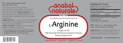 Miniatura 2 de Anabol Naturals Pila de óxido nítrico (N.O.): L-Arginina 3.53 oz en polvo y L-citrulina 3.53 oz en polvo