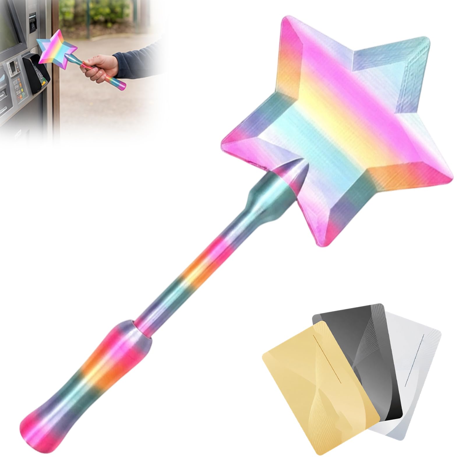 OBOVO Credit Card Wand, 3D Printed Magic Wand to Pay with Secure Slot, Tap to Pay Wands, Fun Gradient Colour Contactless Payment Wands for Transit Pass and Access Badge