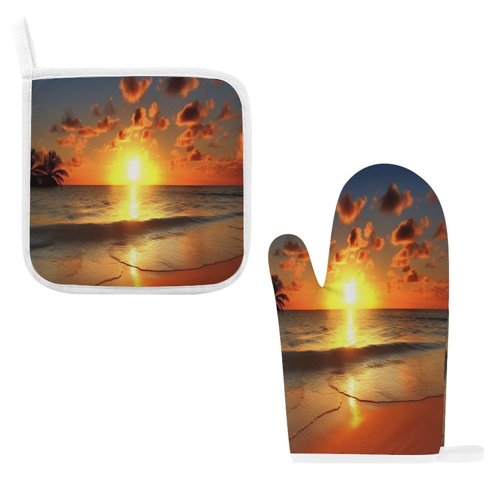 Fodpand Style Beach Sunrise Oven Mitts And Pot Holders Sets