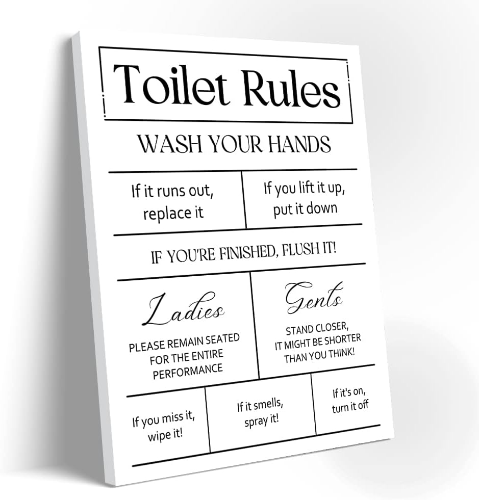 DOILANEE Toilet Rules Wall Decor, Toilet Sign Art Print