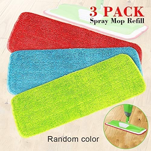 Image of Microfiber Spray Mop Replacement Pad 3 Pcs, Washable Reusable Mop Head Cleaning Cloth, Floor Cleaning Microfiber Pads for Spray Mop, Flat Mop, Hardwood, Tile, Laminate, Wooden Floors