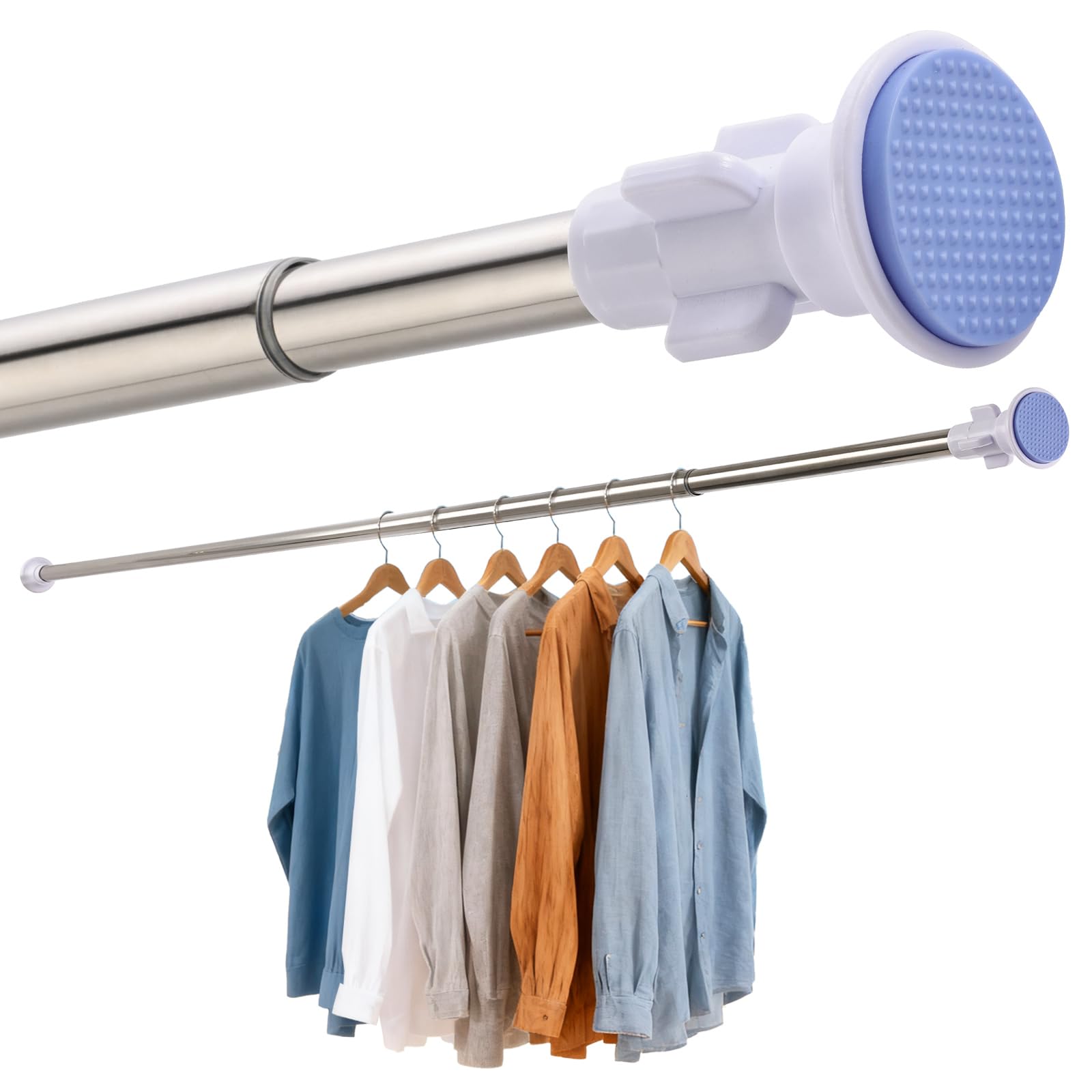 Shower Curtain Pole Tension Rods for Curtains Shower Curtain Rail Extendable Curtain Poles No Drill for Window Bathroom Bedroom and Doorway 70-120cm