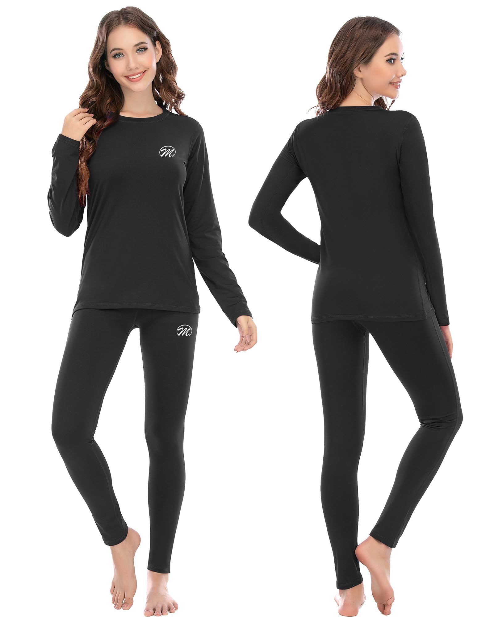 MEETWEE Ensemble de sous-vêtement Thermique Femme, Doublure Laine Polaire Chaud Manches Longues séchage Rapide Respirant pour Ski Voyages Running