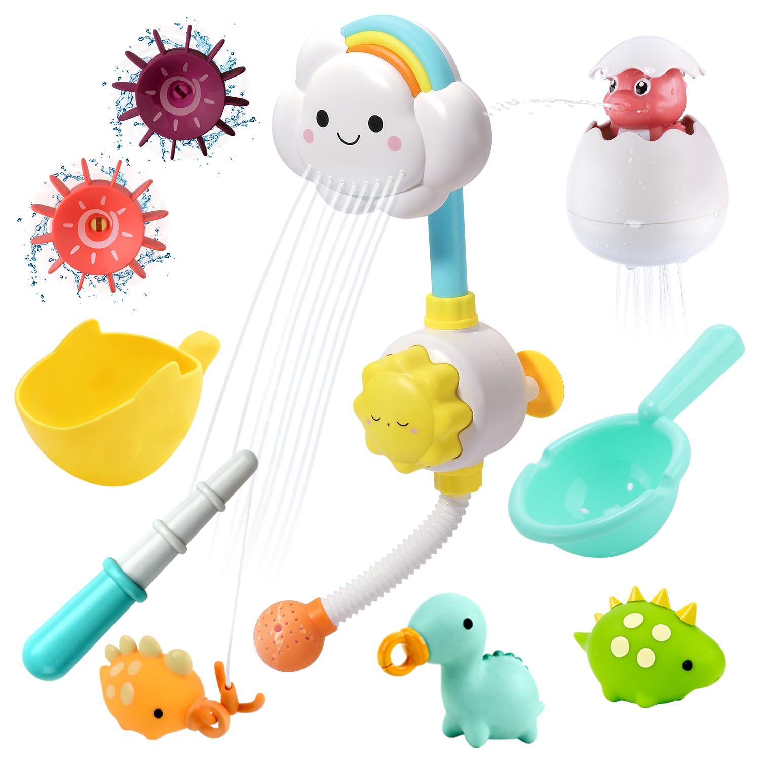 Cute Stone Badespielzeug mit Wasserdusche, Angelspiel, schwimmendes Squirting-Spielzeug für Kleinkinder und Babys ab 3 Jahren