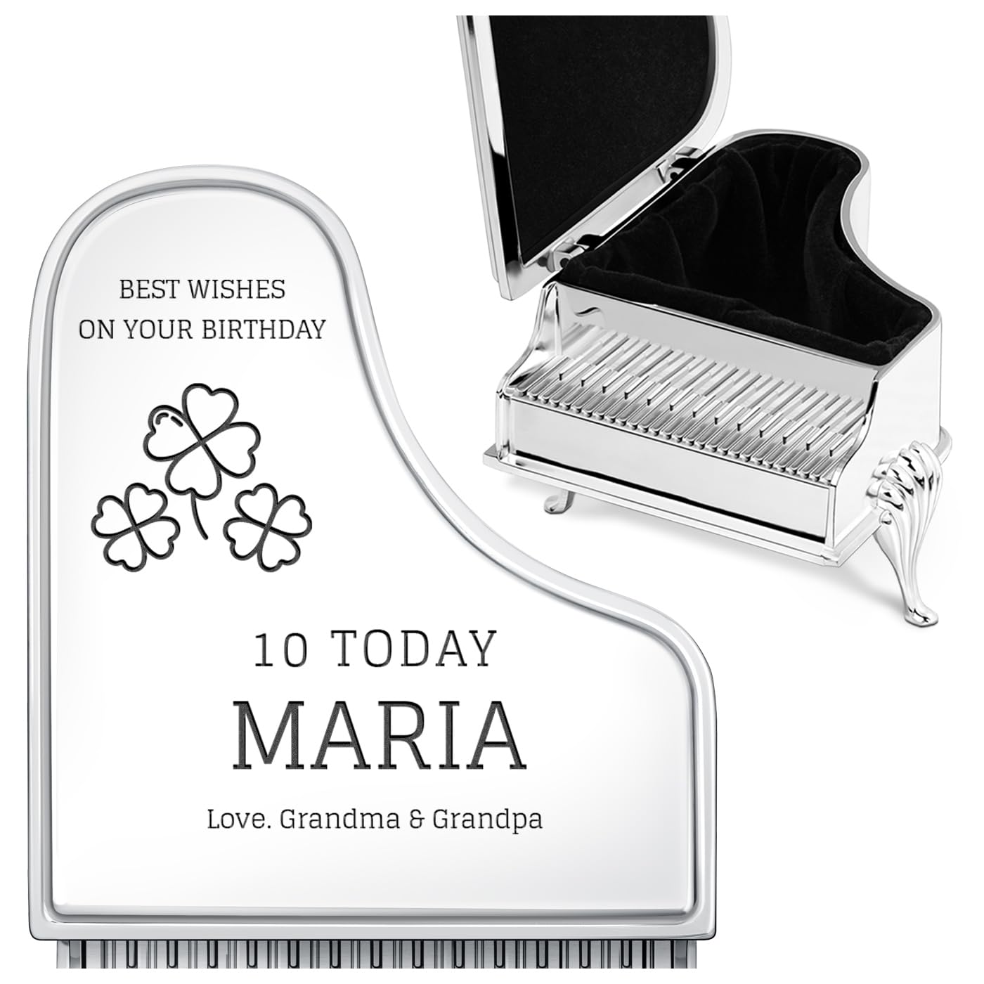 Maverton Girls Bday Personalised Stainless Steel Piano Box For Woman - Treasure Box For Connoisseur - Customised Jewellery Box With Piano Design For Birthday - Piano Storage Box For