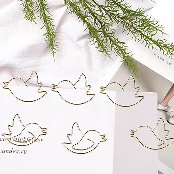 Animal Paper Clips, JruiZhp 50 Pcs Animal Bookmarks Clips Cute Paper Clips Bird Shaped Paper Clips Cute, for Document Notes Office Supplies School Gifts Wedding Decoration (Pigeon)