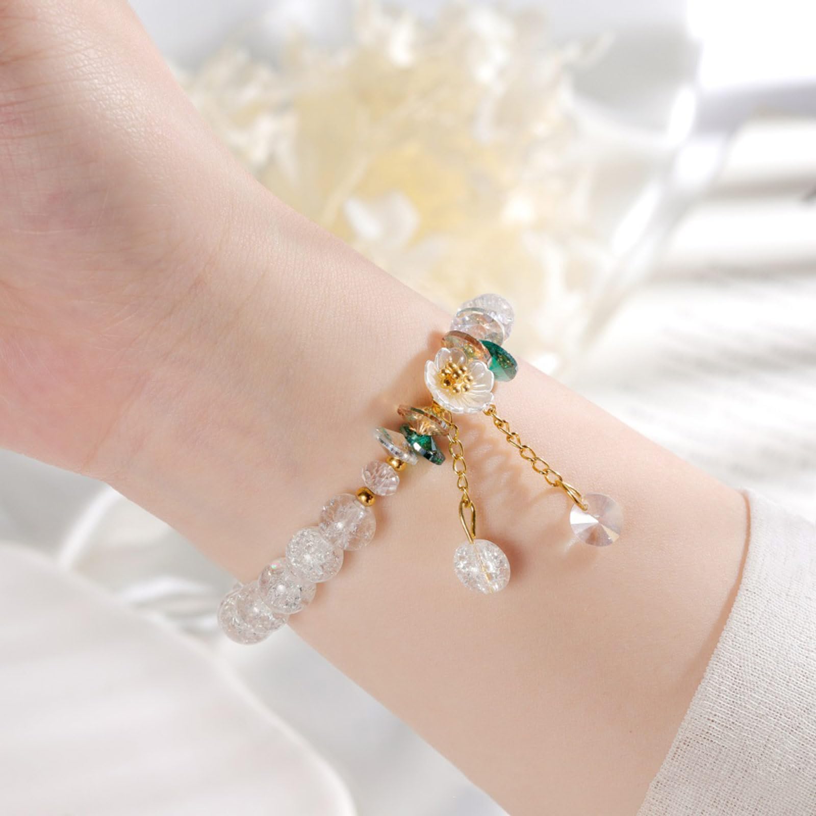Amazon.co.jp: YIGZYCN カラフルな花のブレスレット 伸縮性のある