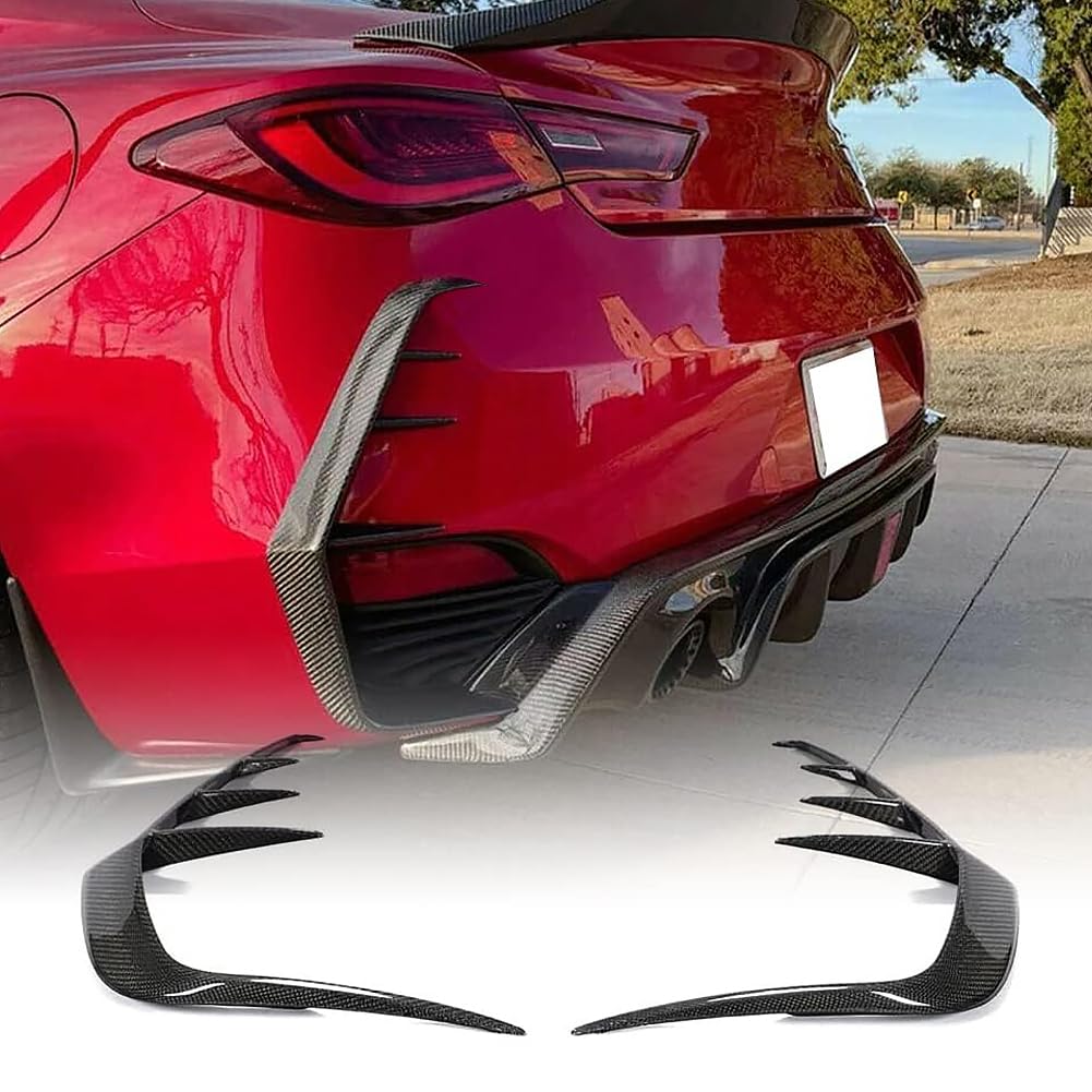 Carbon Fiber Rear Canard for Infiniti Q60 Q60S 2016-2022 Coupe 2-Door Rear Bumper Side Vent Trim Canards Fins Factory Outlet