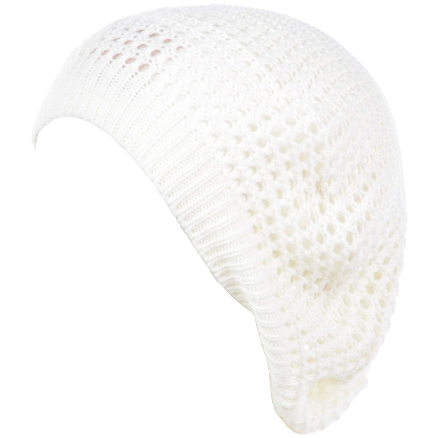 BYOS Women’s Chic Cutout Open Net Knit Lightweight Slouchy Crochet Beret Hat