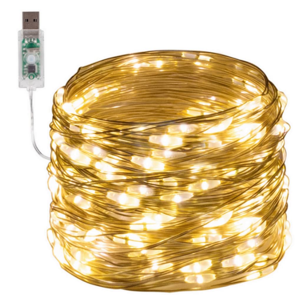 anso 5V USB LED String Lights Fairy 20M 10M 5M Silver Wire Waterproof Garland Home Decor (Warm White,10m 100leds)