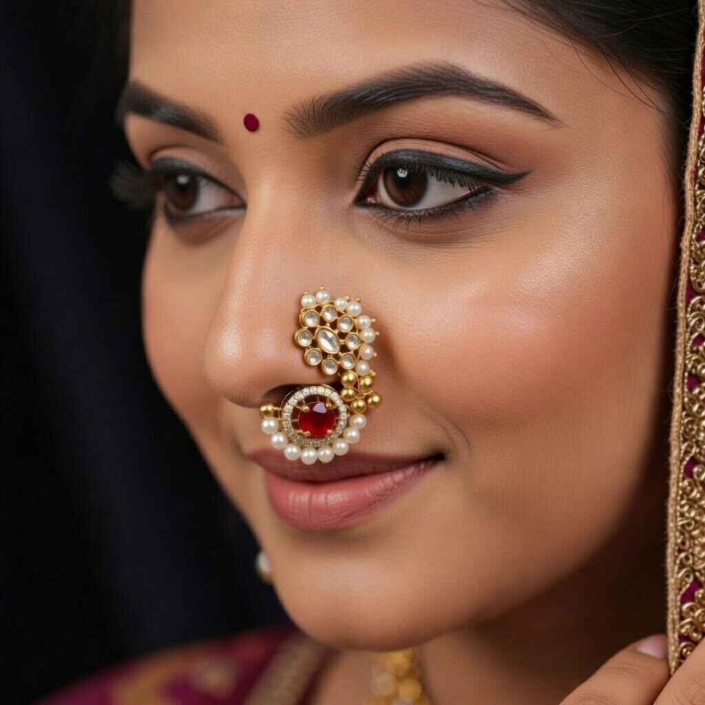 Efulgenz Indian Jewelry Nath Nathani Fake Nose Ring Stud Pin Jewelry