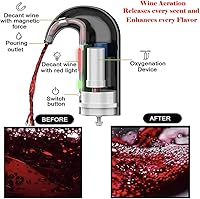 Vista 6 de Abrevino eléctrico, vertedor aireador de vino, removedor de corcho recargable para botellas de vino; aireador multiinteligente, decantador