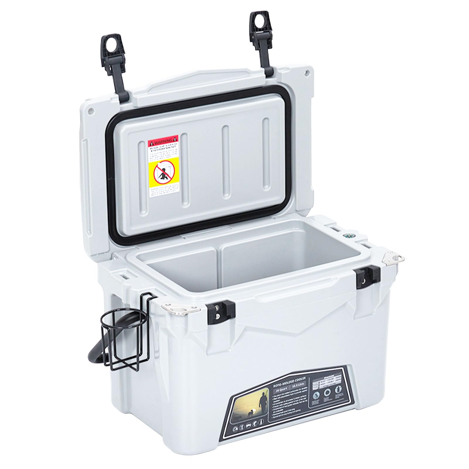 5-Day Ice Retention Hard Cooler 20QT – Rotomolded Portable Outdoor Ice Chest with Heavy Duty Handle, Cool Riser, C-20 White