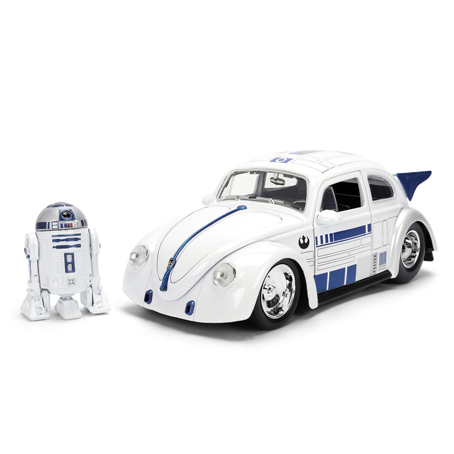Jada Toys Star Wars Car R2-D2 VW Drag Beetle (Approx. 19 cm) - Metal Model Car in 1:24 Scale with Die-Cast Figure, for Collectors & Children from 8 Years, Officially Licensed