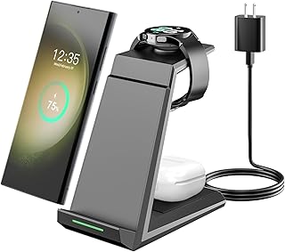 Wireless Charger for Samsung - NANAMI 3 in 1 Charging Station for Multiple Devices, Fast Charger Stand Dock for Galaxy S23 Ultra S22 S21 S20 Z Flip Fold 4, Galaxy Watch 5/5 Pro/4/3, Galaxy Buds 2 Pro