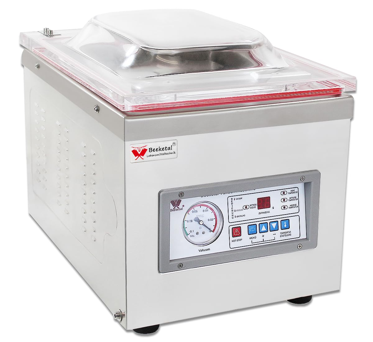 Beeketal 'DZ-400T' Profi Kammer Vakuumierer mit 2 Impuls Schweißleisten, elektronisch gesteuertes Vakuumiergerät mit 20m³/h Absaugvolumen und integriertem Impuls Folienschweißgerät, Tischgerät