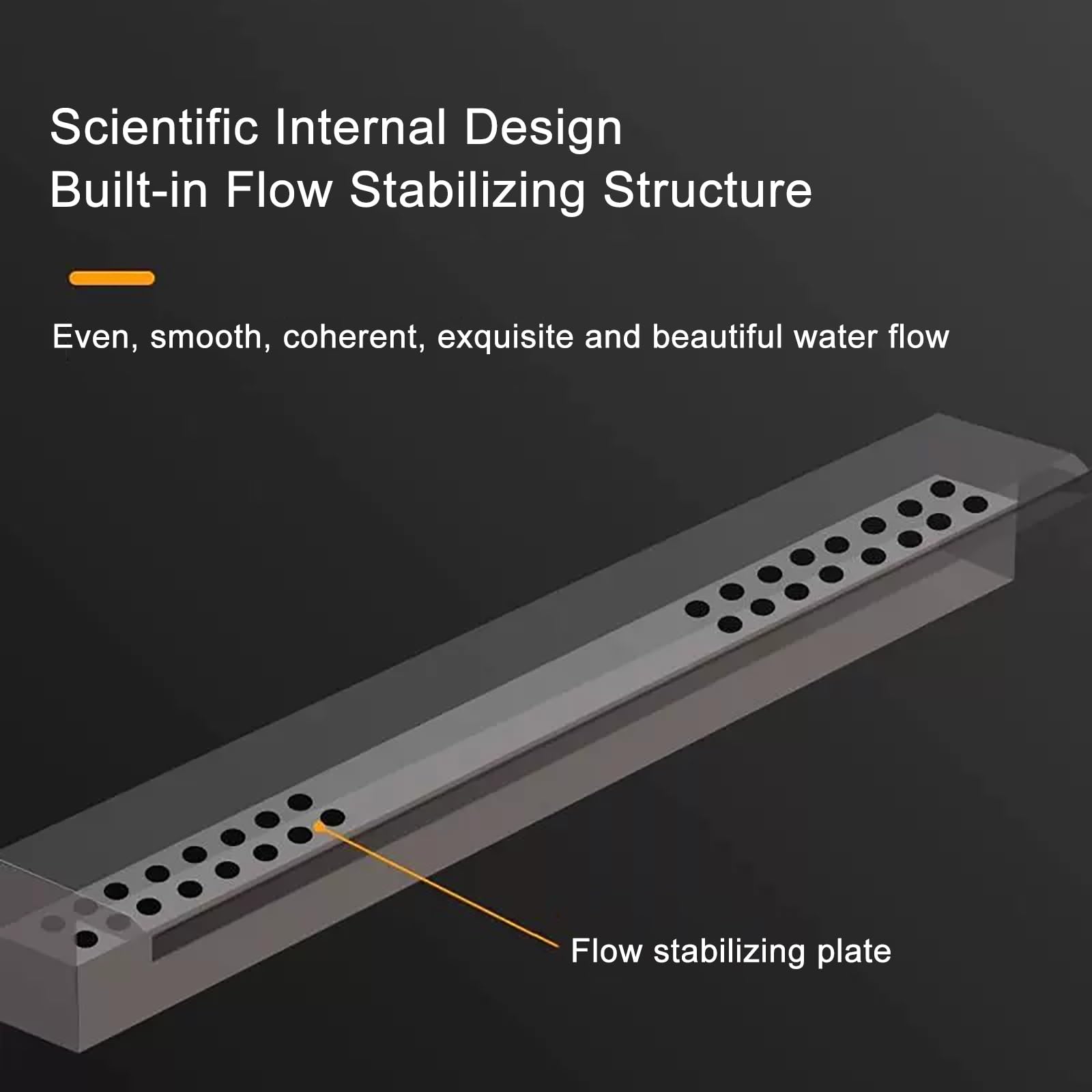 Kit per fontana a cascata in acciaio inox, lama da 20 cm con connettore per stagni interni ed esterni, accessorio per fontana (nero)