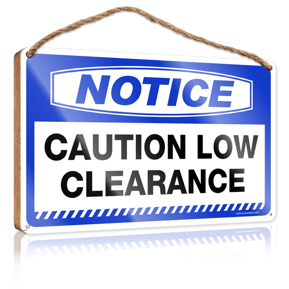 FZFN Funny Home Decor For Door Notice Caution Low Clearance Wooden Sign Funny Bedroom Decor Porch Decorations Outdoor(15X28CM)