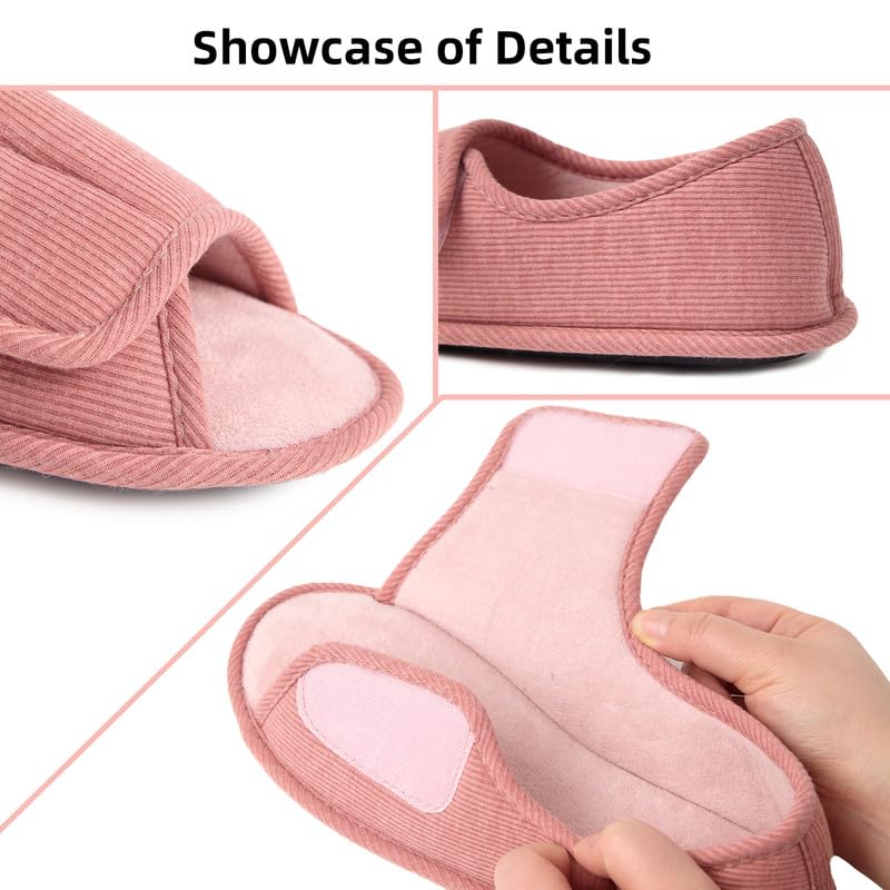 WALKFUN Men’s & Women’s Diabetic Slippers with Open-Toe and Adjustable-Wrap design, Memory Foam, Extra-Wide Fit for Arthritis and Edema2