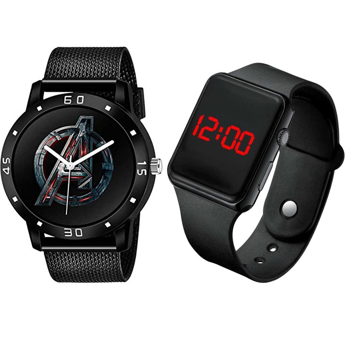 GOLDENIZE FASHION Avenger Printed Analogue and Square Digital Dial LED Display Watch for Mens & Boys Watches Combo Pack of 2 (B09MTSPV36) Amazon Price History, Amazon Price Tracker