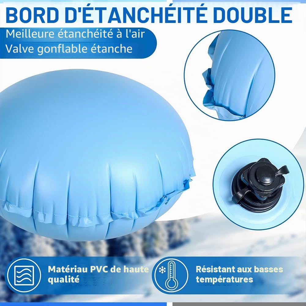 Coussin Gonflable Piscine Rond,Coussin Piscine,Flotteur Hivernage Piscine 120x 120 CM,Pool Pillow,Dome Piscine Hors Sol avec 15M Corde D'équilibre,pour Les Bache Sol Piscine,Spas,Fontaine