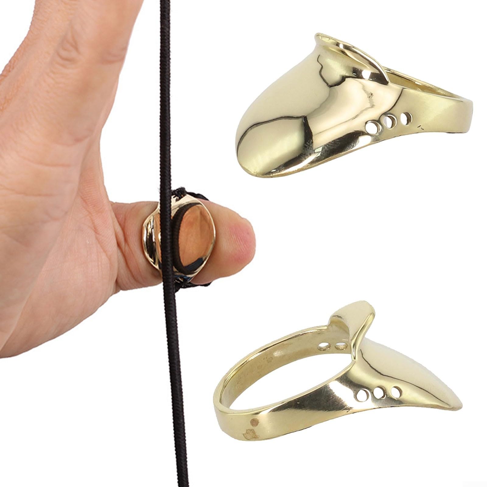 Pouce en laiton pour anneau pour arc traditionnel, aide au relâchement mongol et protège-doigts, accessoire d'extérieur de chasse 18-24 mm (24#)