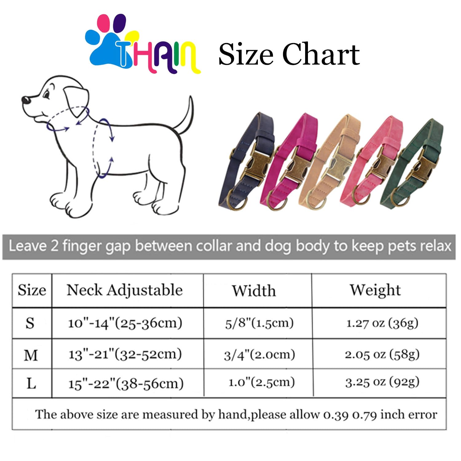 THAIN Soft Leather Dog Collar, Heavy Duty Metal Buckle Padded Dog Collar Quick Release - Image 3