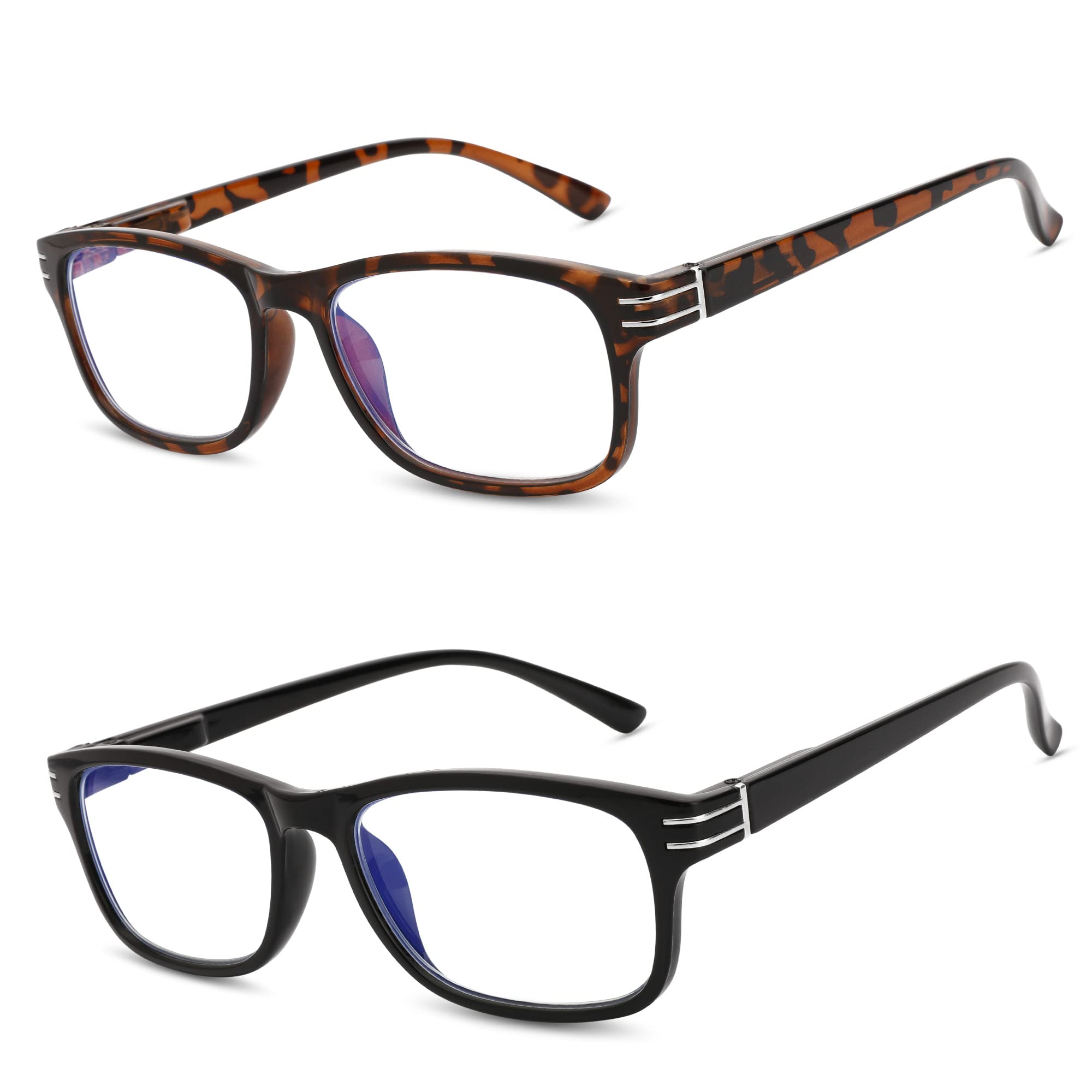 Madison Avenue 2er-pack Lesebrille, Blaulichtfilter Brille fur Damen und Herren, Rechteck Leser mit Federscharniere