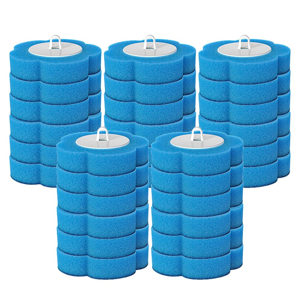 MUMOO BEAR Disposable Toilet Brush Set Including 30 Disposable Sponge Toilet Brush Head Replacements Household Toilet Bowl Cleaning Brush Set for Bathroom Toilet Cleaning (Blue, 30)