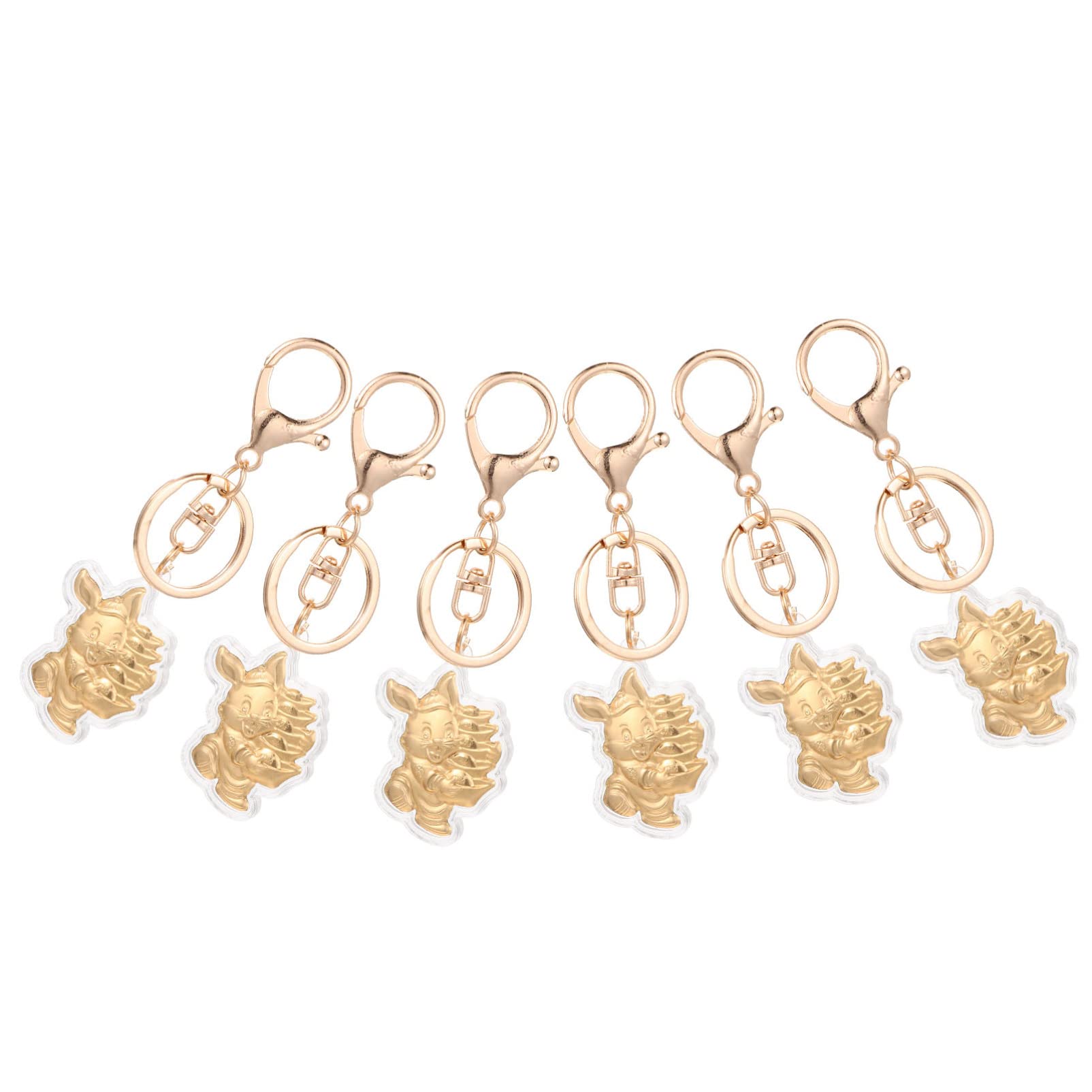 EXCEART 6pcs Year of The Rabbit Keychain Rabbit Keyring Bunny Purse Charm Chinese Bunny Keychain Bunny Charms Pendant Chinese New Year Keychain Zodiac Animal Keyring Pillar Alloy Gold Leaf