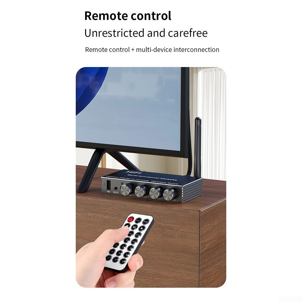 5.4 Ricevitore audio per amplificatore Hi Fi con ingresso coassiale ottico USB remoto per sistema home theater karaoke grigio 16,5 cm